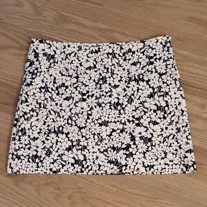 Burberry Black and White Floral Mini Skirt
